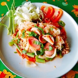 ยำจ๊ะยำ + โจ๊กไก่ + น้ำสตรอเบอร์รี่ ฮาลาล 100℅ (ยำหูดับ)