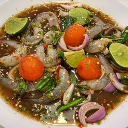 ยำกุ้งสด ไข่แดงเค็ม น้ำปลาร้า (7)( 3)