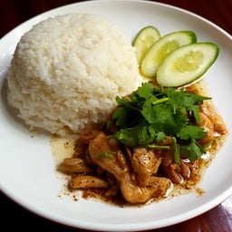 ข้าวราดไก่ผัดกระเทียมพริกไทย