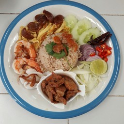 ข้าวคลุกกะปิรวม-หมูหวาน-กุ้งสด-หมึกสด