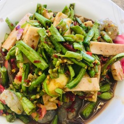 ตำถั่วหมูยอกุ้งสด