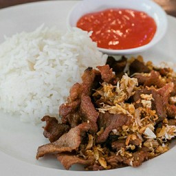 ไก่ทอดกระเทียมราดข้าว