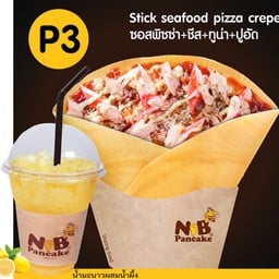 ซีฟู้ด พิซซ่า เครป + น้ำมะนาวผสมน้ำผึ้ง
