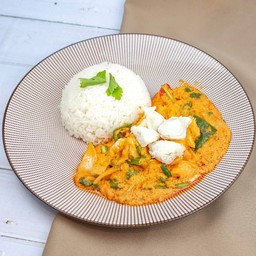 เนื้อปูก้อนผัดผงกะหรี่ราดข้าว