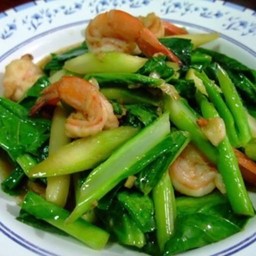ข้าวคะน้ากุ้งน้ำมันหอย