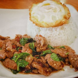 Rice Topped With Stir-fried Beef And Basil