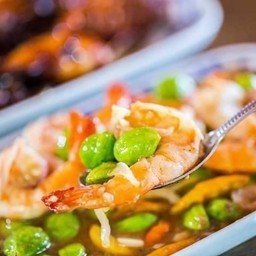 กุ้งผัดสะตอกะปิ