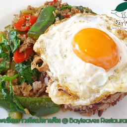 ข้าวกล้องมะเขือยาวผัดปลาเค็ม&ไข่ดาว