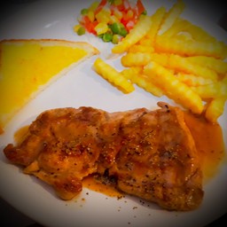 สเต็กหมูพริกไทยดำ