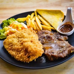 สเต็กสันคอ+สเต็กปลา