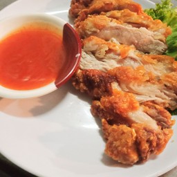 คอหมู+ชุบแป้งทอด