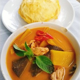 ข้าวไข่เจียว+แกงฟักทอง