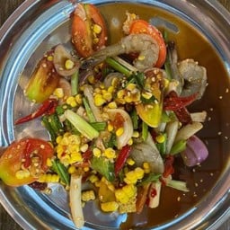 เหลาข้าวโพดกุ้งสด