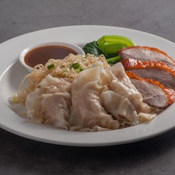 บะหมี่เป็ดย่าง + เกี๊ยวกุ้ง ( แห้ง+น้ำ )