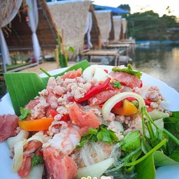 ยำรวมทะเลใส่วุ้นเส้น+แหนม