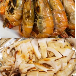เซ็ตซีฟู้ดx2 กุ้งเผา+หมึกกระดอง