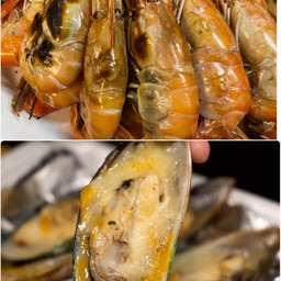 เซ็ตซีฟู้ดx2 กุ้ง+หอยแมงภู่ชิลี ย่างชีส