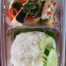 ข้าว กะเพราปลาอินทรีย์