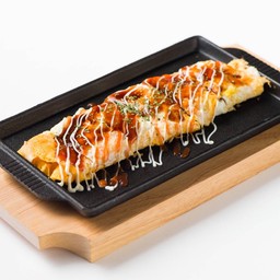 1500.TONPEI YAKI  Pork rolled by Egg Crape with Sauce and Mayonnaise ไข่ยัดไส้สไตล์ญี่ปุ่น