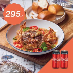 ปูนิ่มซอสสิงคโปร์พร้อมโค้กซีโร่ 2 กระป๋อง