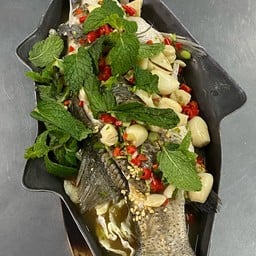 ปลากระพงนึ่งมะนาว