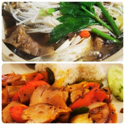 SETบะกุดเต๋+ข้าวหมูอบ+น้ำเก๊กฮวย