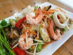 เกาเหลามะละกอกุ้งลวกปลาหมึก(ไม่ใส่ปลาร้า)