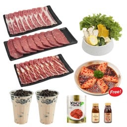 [ Promotion] เซตปาร์ตี้ปิ้งย่างเนื้อนำเข้า ฟรี ปลาแซลมอนดองซีอิ๊วเกาหลี