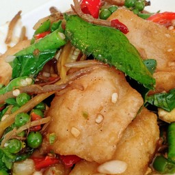 เนื้อปลาผัดฉ่า(กับข้าว)
