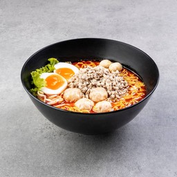 ต้มยำหมููเด้ง+หมูสับ ไข่ยางมะตูม