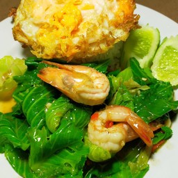 ข้าวราด แขนงคะน้า