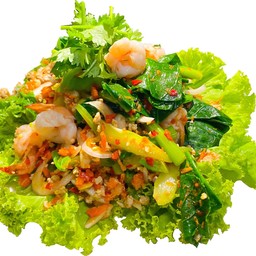 ยำคะน้ากุ้งสด