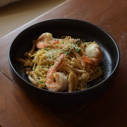 Capellini Miso Mushroom with Shrimp