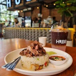 ข้าวผัดมันเนื้อ น้ำจิ้มแจ่ว