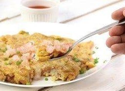 ไข่เจียวกุ้งสับ กับข้าว