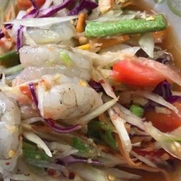 ส้มตำไทยใส่กุ้งสด7ตัว