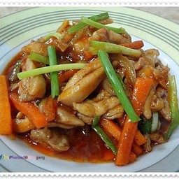 ไก่ผัดพริกเผา(กับ)