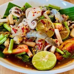 ตำหมึกกุ้งสด