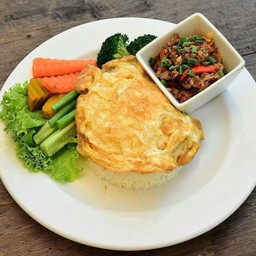 ข้าวไข่เจียวน้ำพริกเห็ด