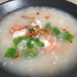 ข้าวต้มกุ้ง + น้ำเก๊กฮวย