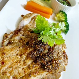 หมูย่างจิ้มแจ่ว  Pork steak grilled