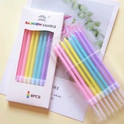 เทียนสายรุ้งพาสเทลแบบยาว