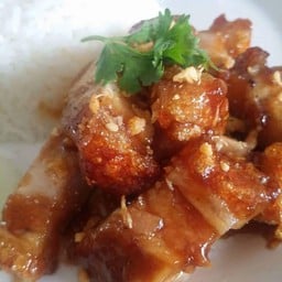 ข้าวราดหมูกรอบกระเทียม