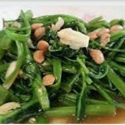 ผัดผักบุ้งใส่   ตับหมู