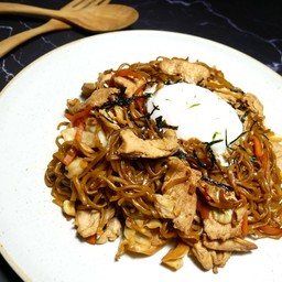 หมี่ผัดผักยากิโซบะคลีน ( ไร้น้ำมัน ไร้น้ำตาล )