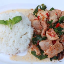 กระเพราหมูชิ้น