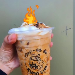 ชานมพ่นไฟ+ไข่มุก