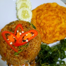 ข้าว คลุกกะเพราไก่+ไข่เจียว