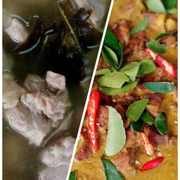 ต้มขาหมูใบชะมวง+แกงเนื้อมะเขือพวง