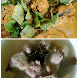 ปลาดุกใบยี่หร่า + ต้มหมูใบชะมวง